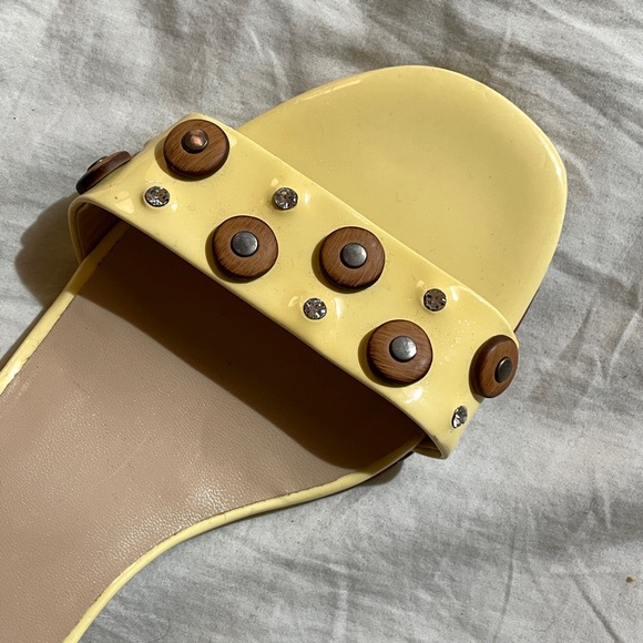 Maryam Nassir Zadeh patent yellow studded Sophie Sandals size 37.5 *rare* - Picture 3 of 11